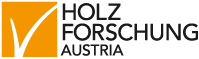 Oranges Logo mit schwarzer Schrift der Holzforschung Austria
