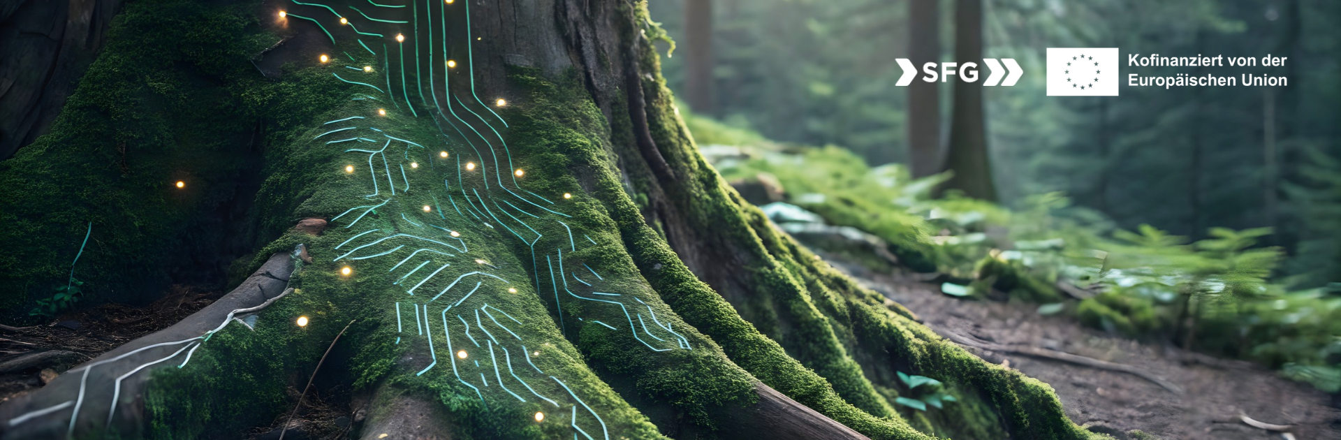 Baum mit Wurzeln mit sichtbaren PCB-Verbindungen